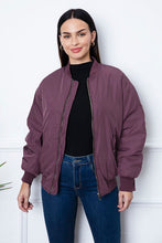 Load image into Gallery viewer, Ruched Zip Up Dropped Shoulder Jacket