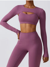 Load image into Gallery viewer, Cropped Cutout Long Sleeve Sports Top