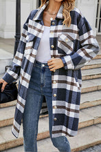 Load image into Gallery viewer, Plaid Button Up Collared Neck Coat with Pockets