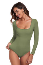 Load image into Gallery viewer, Square Neck Long Sleeve Active Bodysuit