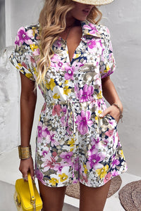 JULIANNA Floral Drawstring Romper