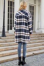 Load image into Gallery viewer, Plaid Button Up Collared Neck Coat with Pockets