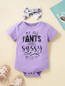 Baby Girl MY ALL PANTS ARE SASSY Graphic Bodysuit and Floral Shorts Set