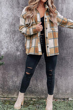 Load image into Gallery viewer, Plaid Pocketed Dropped Shoulder Coat