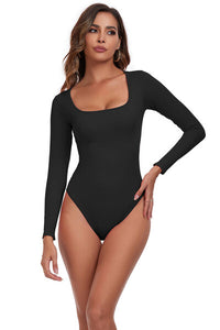 Square Neck Long Sleeve Active Bodysuit